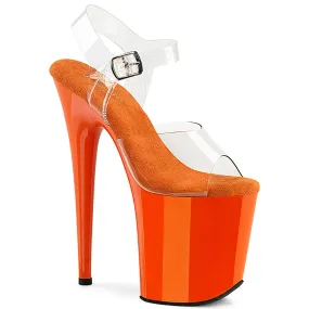 FLAMINGO-808 Pleaser Clear/Orange Sexy Platform Shoes (Pole Dancing Heels) Asics Shoes Made In