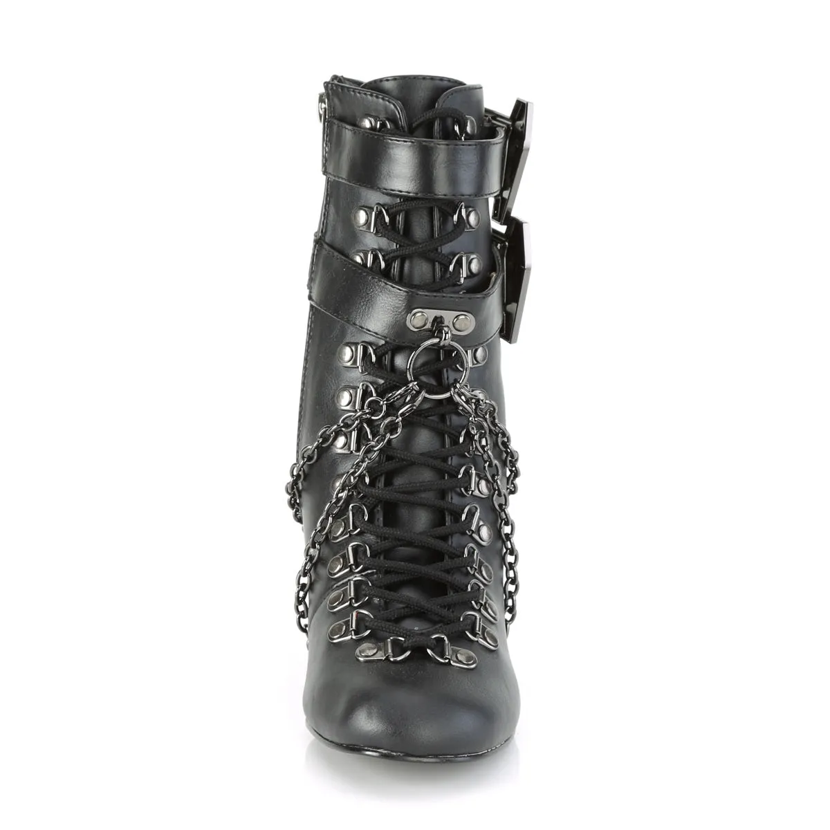 Short Work Boots 3 Inch Heel VIVIKA-128 Black Pu
