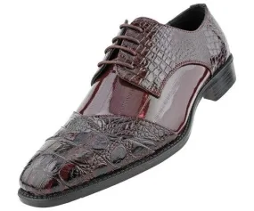 Guys Dress Shoes Men Dress Shoes-Alligator-Burgundy