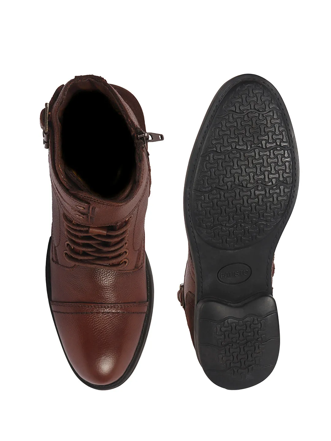 Insulated Work Boots Waterproof Men Tan 6-Eye Lace Up Genuine Leather High Ankle Adjustable Buckle Strap Winter Boots|Trekking Boots|Hiking Boots