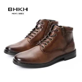 Men Zip Work Office Dress Lace-up Ankle Boots Knee High Work Boots