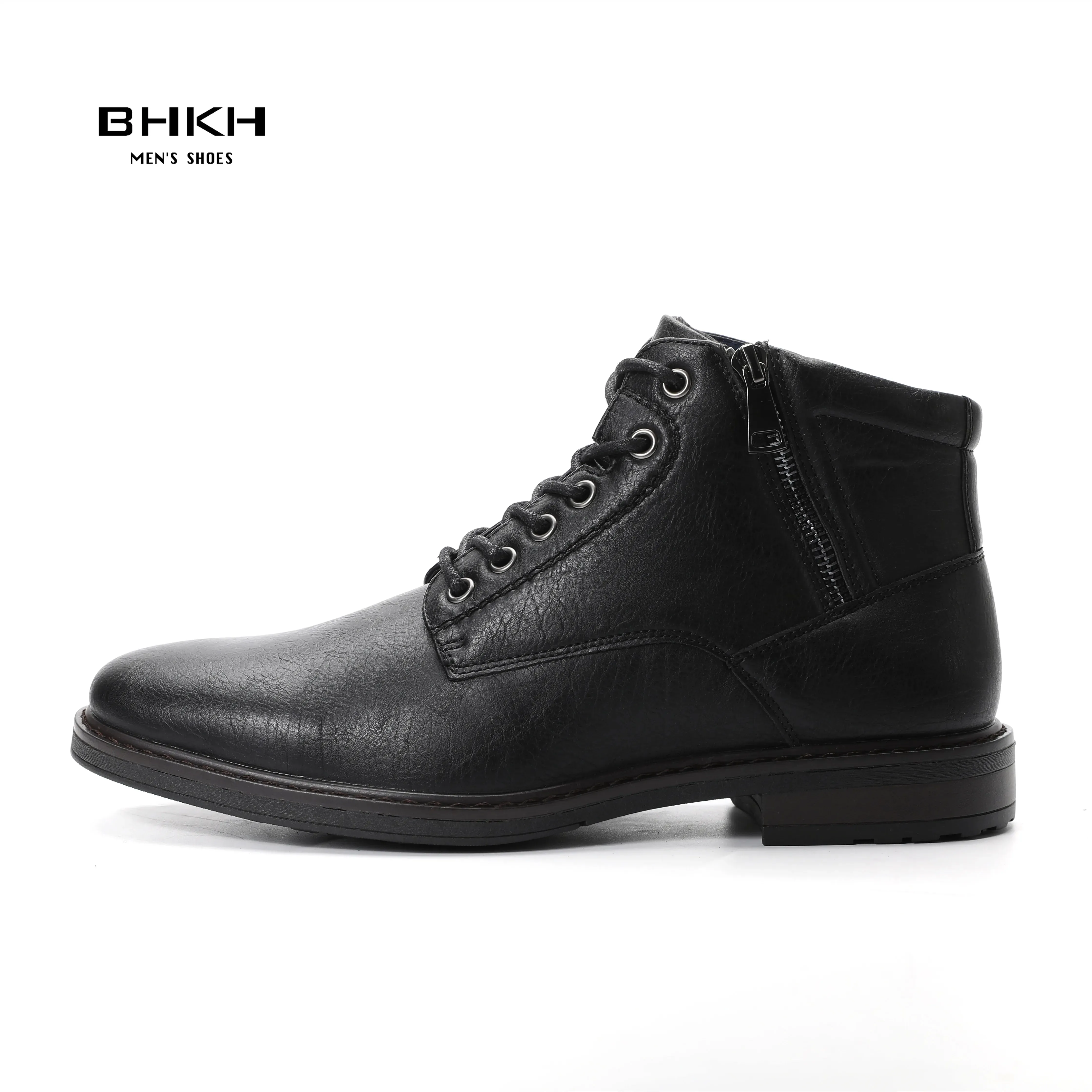 Best Rated Winter Work Boots Men Zip Work Office Dress Lace-up Ankle Boots