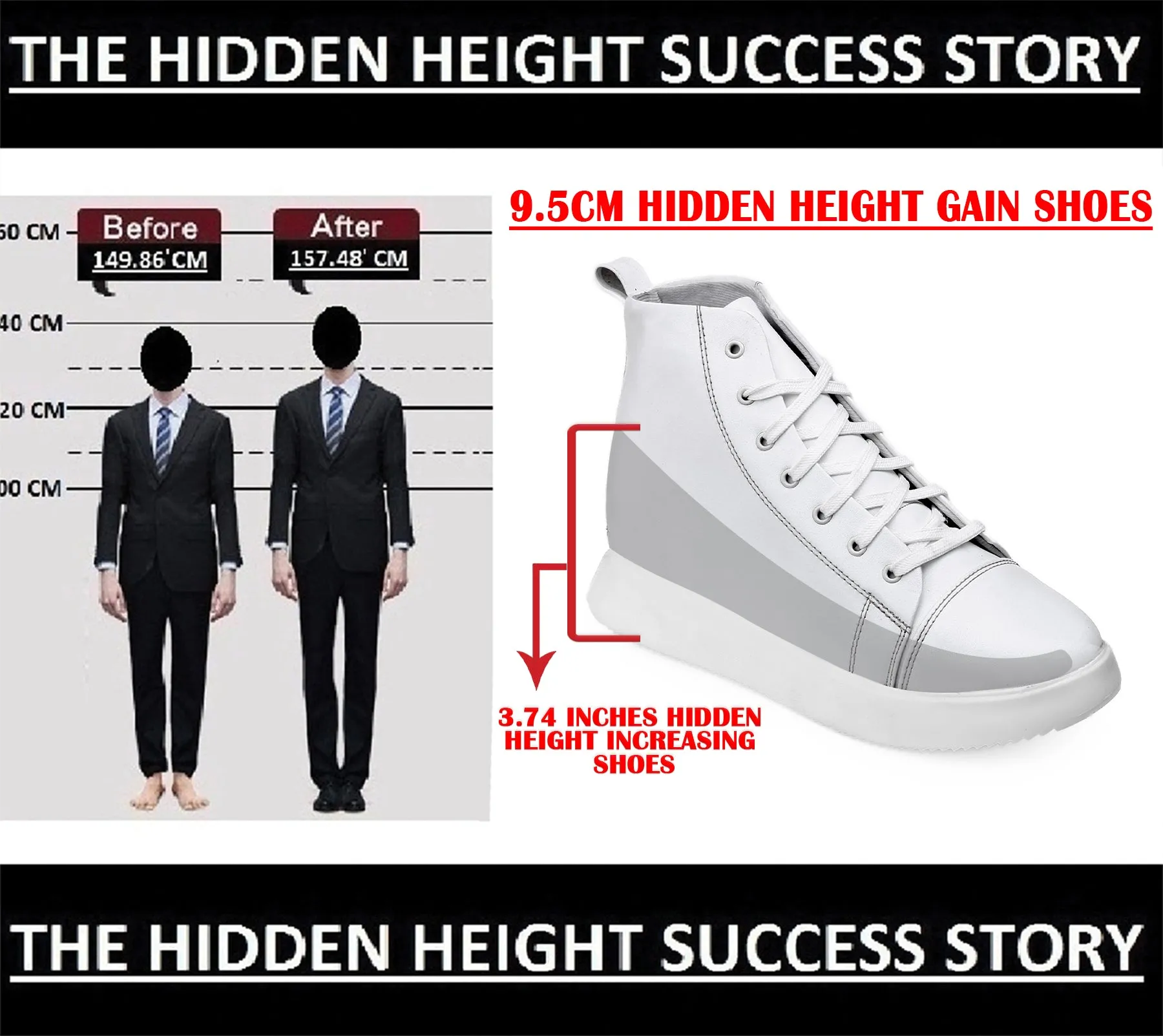 Adidas Originals Superstar Running Shoes Men's 3.74 Inch (9.5CM) Hidden Height Increasing Boot