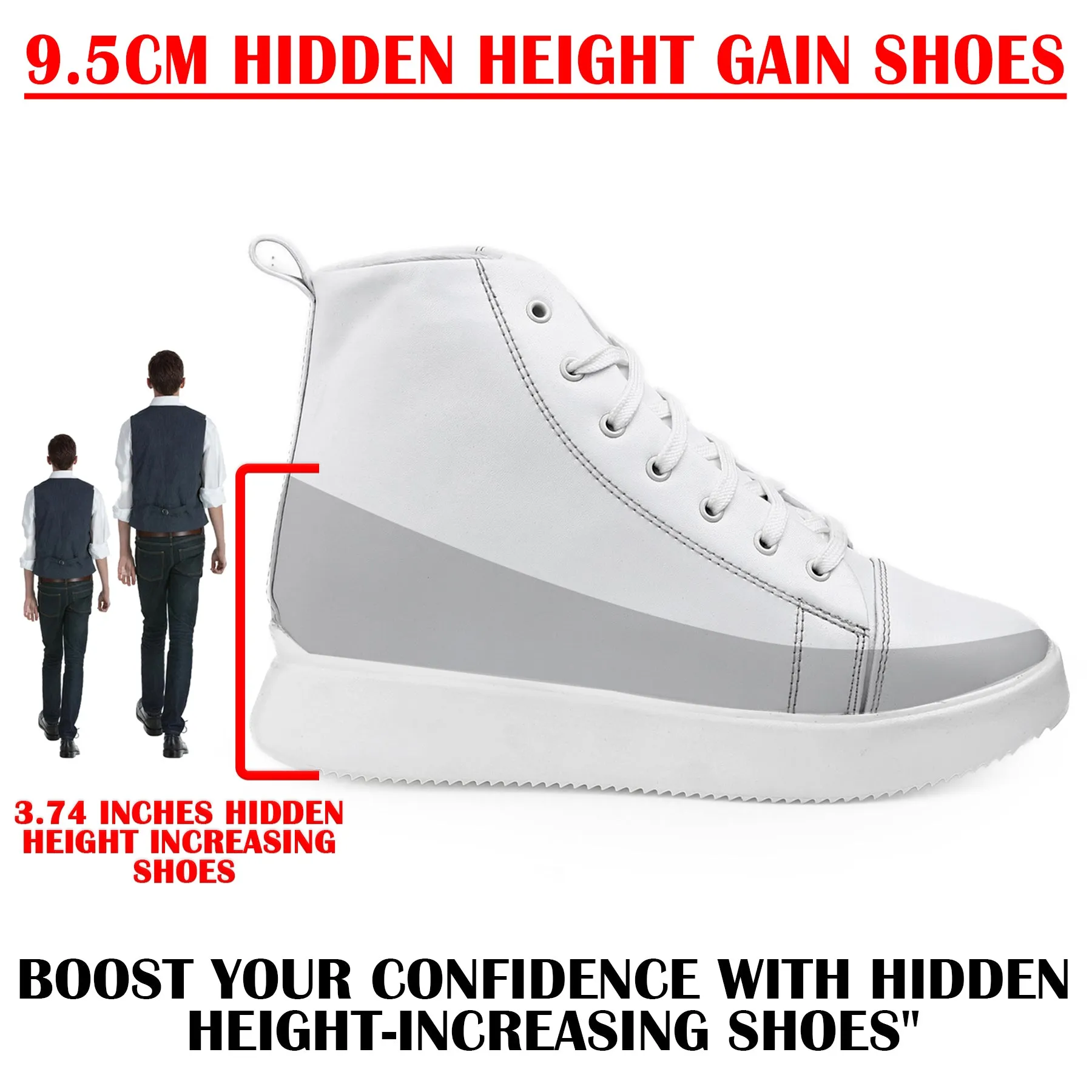 Men's 3.74 Inch (9.5CM) Hidden Height Increasing Boot Fear Of God Adidas Basketball Shoes