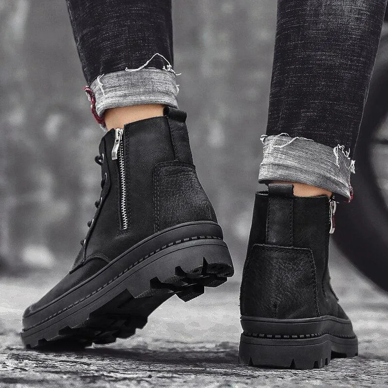 Adidas Apc 011001 Shoes Men's Genuine Leather High Top Zipper Boots