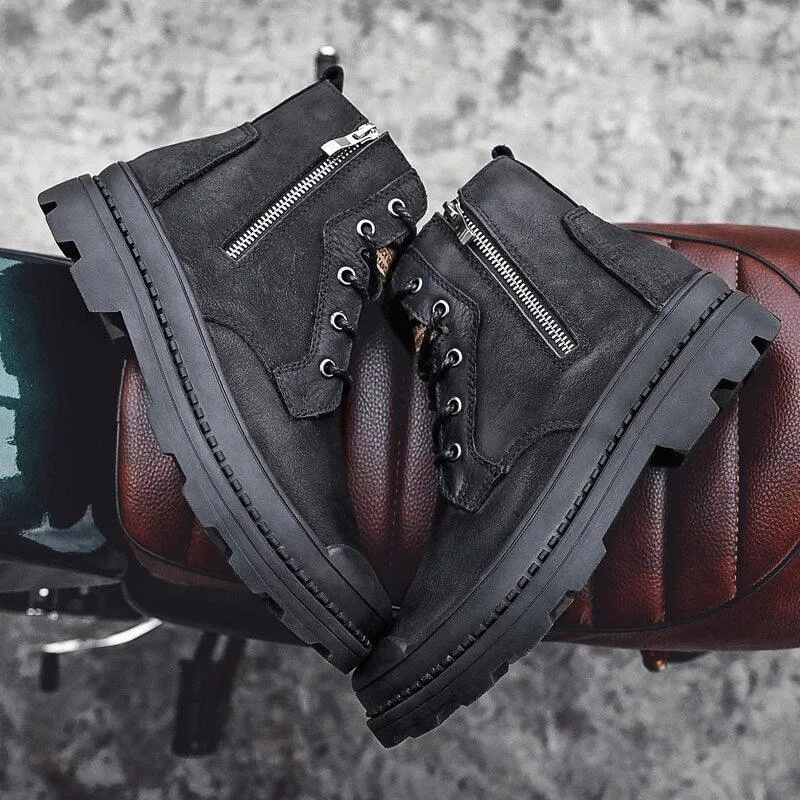 Adidas Tour360 24 Boost Golf Shoes Men's Genuine Leather High Top Zipper Boots