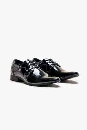 Men's Patent Lace up Tuxedo Shoes - SCOTT Black - Black Kenneth Cole Reaction Dress Shoes