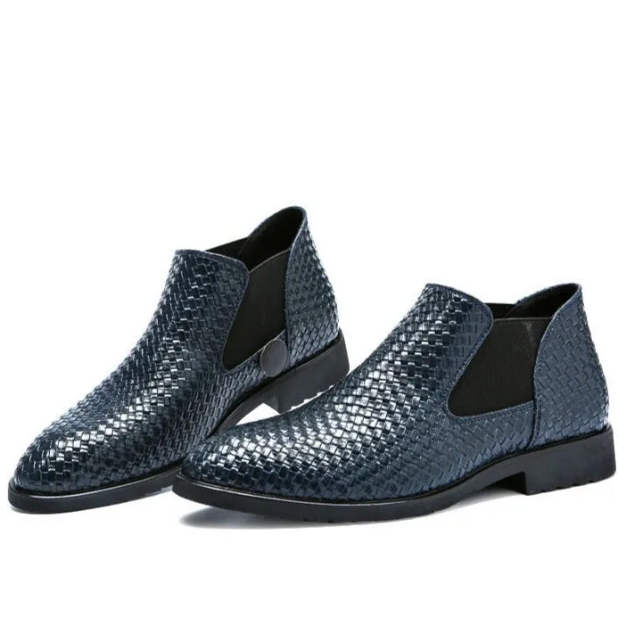 Made Work Boots Men's plaid slip on chelsea boots Casual daily workwear shoes