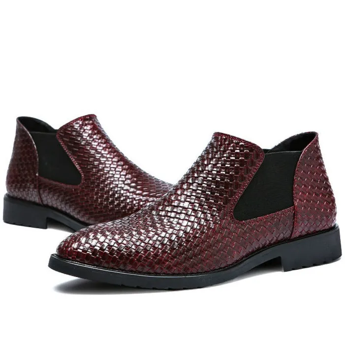 Best Work Boots For Golf Course Men's plaid slip on chelsea boots Casual daily workwear shoes