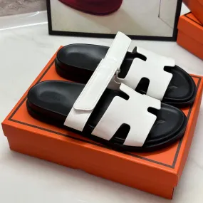 MJHS1 Leather slippers Man and Women shoes 35-44 With box Mate Slippers