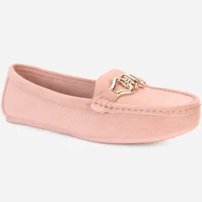 Womens "DOIRE" Flat Comfy Slide In Moccasins Pink Shoes