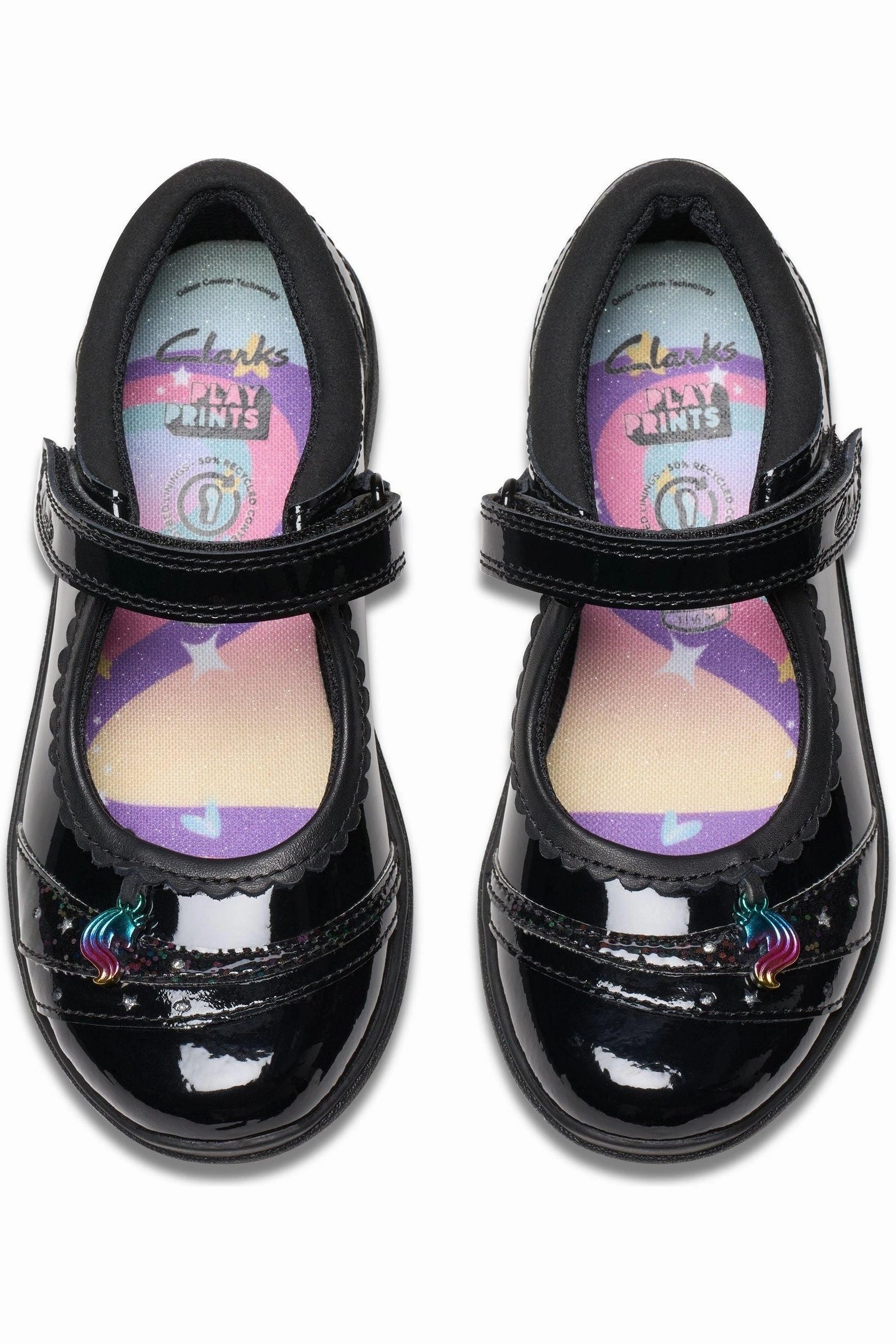 Clarks Relda Spark black patent school shoe Durable Sole Slip Resistant Sole