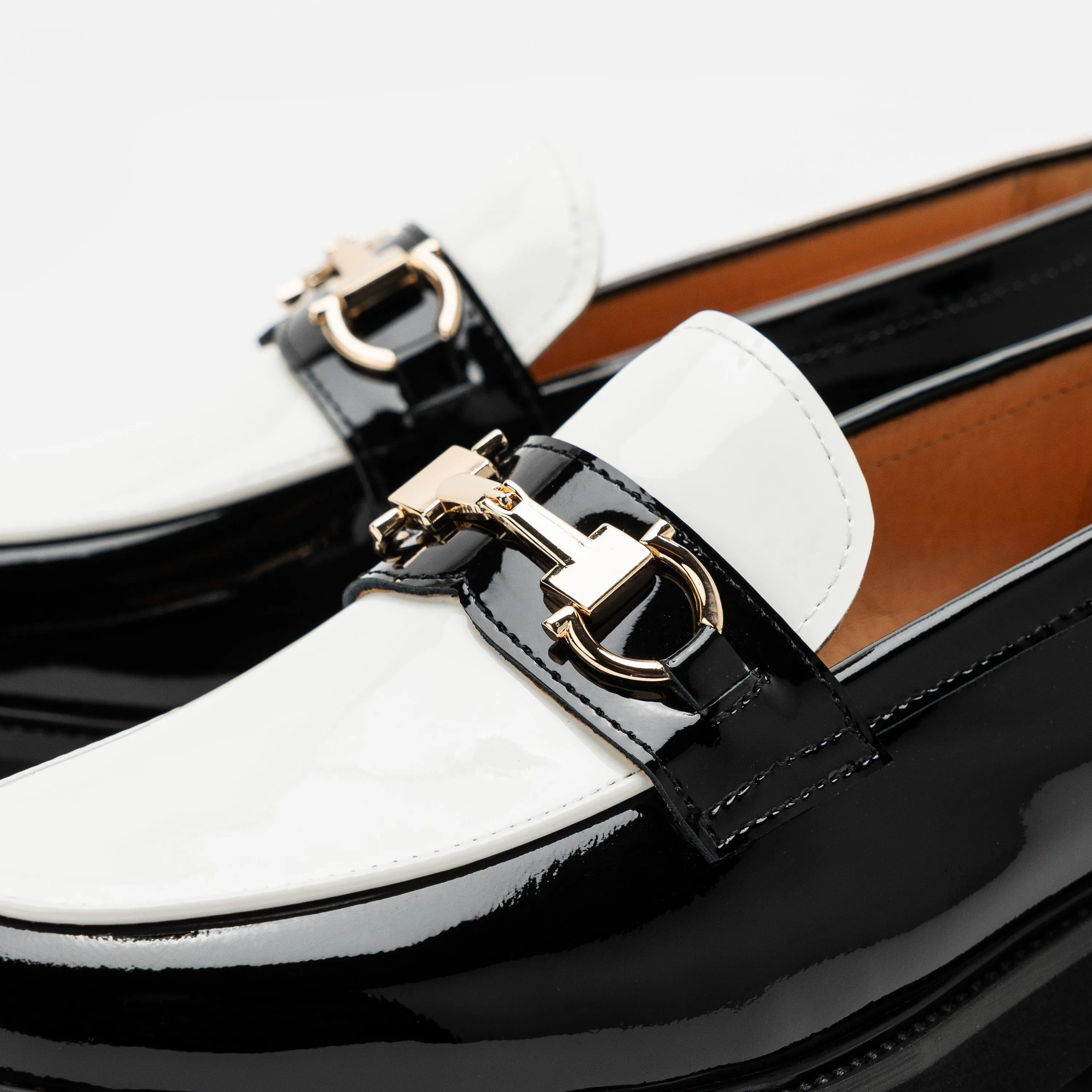Mk Loafers Ms. Boulevard Black/White Patent Leather Bit Loafers