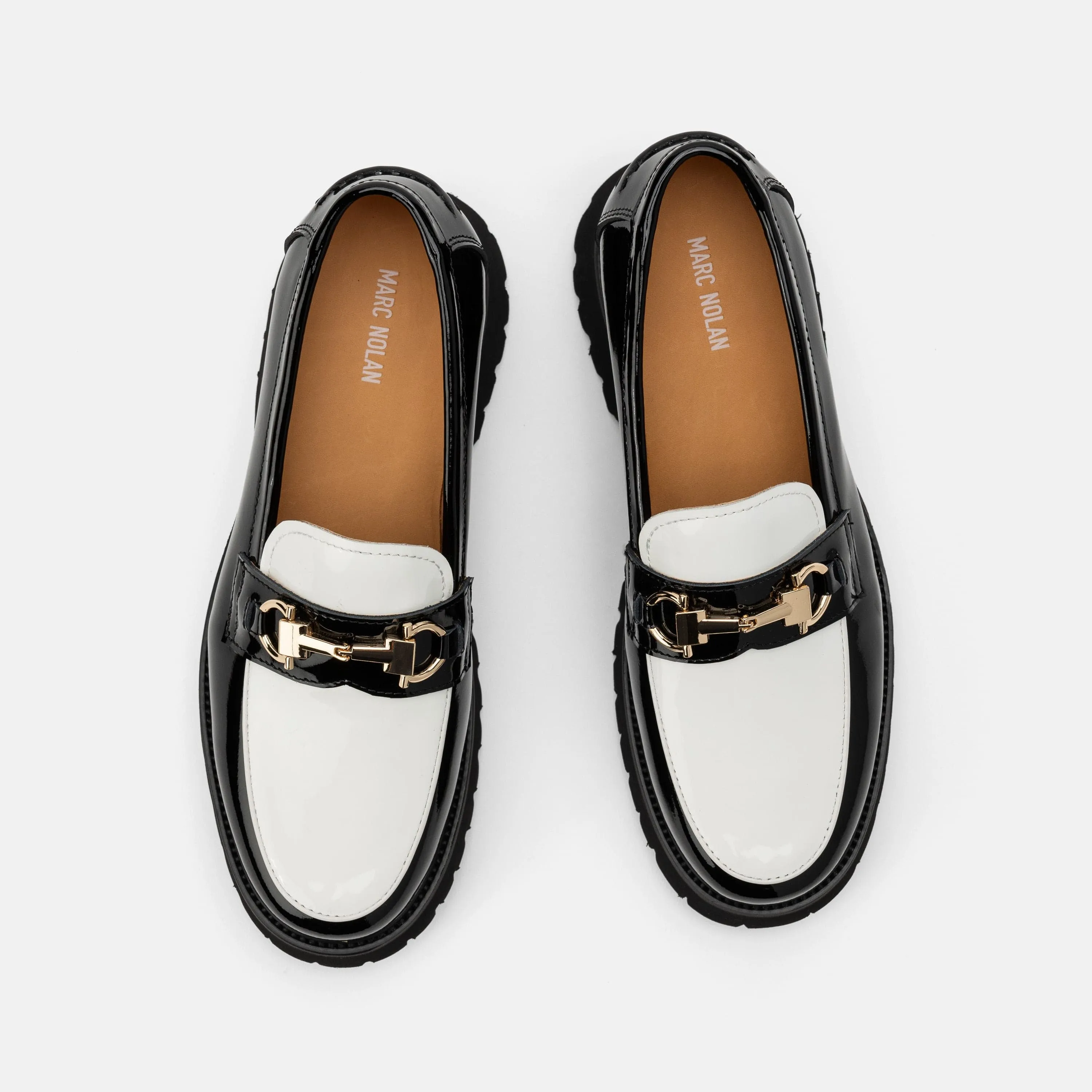 Ms. Boulevard Black/White Patent Leather Bit Loafers NULL