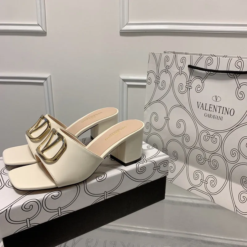 MVS15 Leather slippers Women Heel 5CM shoes 35-40 With box Slippers With Fleece Lining