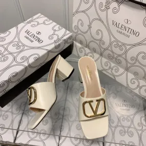 Different Kinds Of Slippers MVS15 Leather slippers Women Heel 5CM shoes 35-40 With box