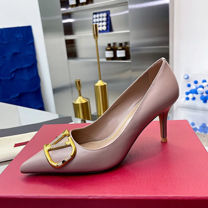 MVS16 Leather Slippers Women Heel 4,6,8CM shoes 35-43 With box Slippers For Cold Feet