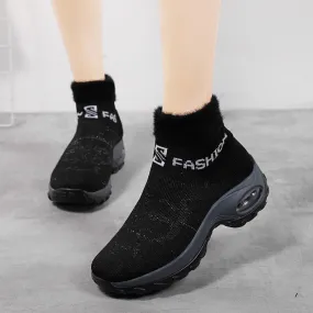 Nanccy  Winter Women Warm Fur Sock Boots Childrens Paddock Boots