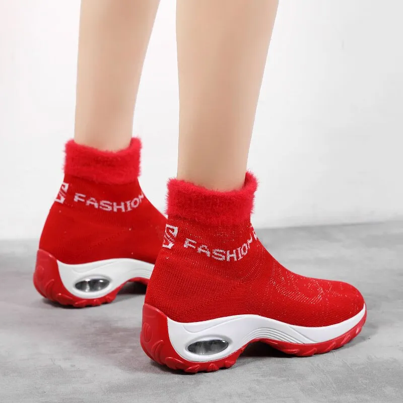 Thick Sole Boots Nanccy  Winter Women Warm Fur Sock Boots