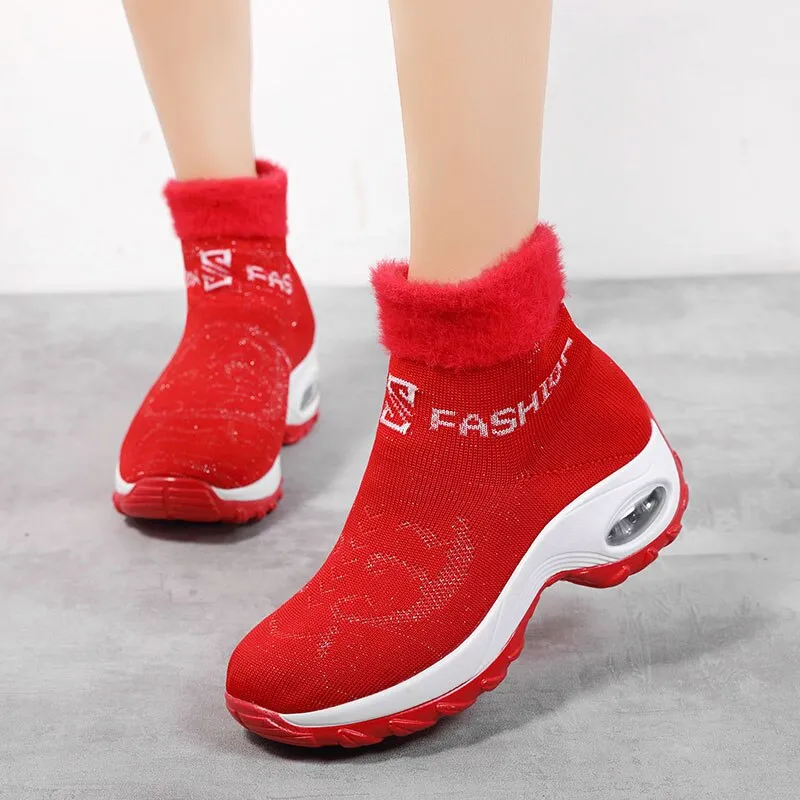 Casual Boots Fashion Nanccy  Winter Women Warm Fur Sock Boots