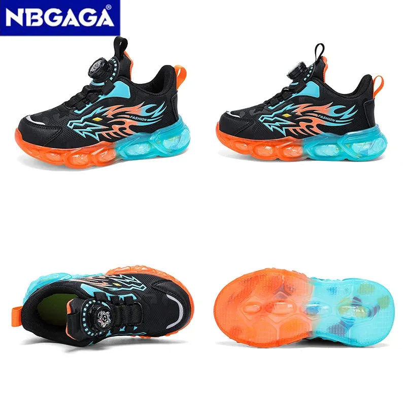 Flower Print Tennis Shoes New Anti-skid Leather Kids Sneakers for Boys Running  Walking Lightweight Casual Shoes With Fashion Dragon Pattern Size 28-39