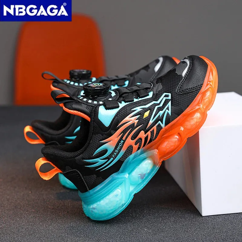New Anti-skid Leather Kids Sneakers for Boys Running  Walking Lightweight Casual Shoes With Fashion Dragon Pattern Size 28-39 Basketball Tennis Shoes