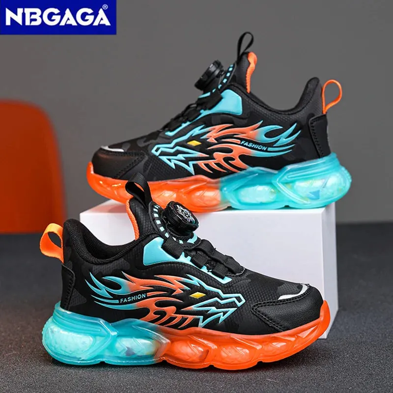 Running Tennis Shoes New Anti-skid Leather Kids Sneakers for Boys Running  Walking Lightweight Casual Shoes With Fashion Dragon Pattern Size 28-39