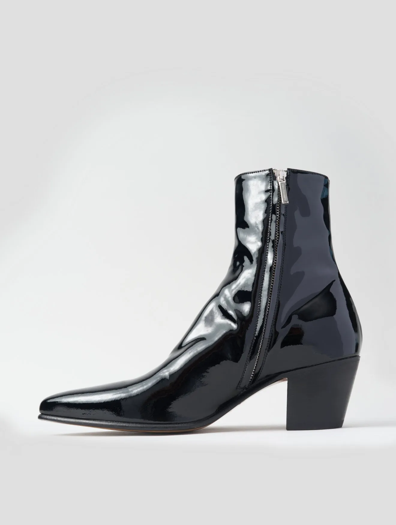 NICO 60MM ANKLE BOOT IN BLACK PATENT LEATHER Bluestone Boots