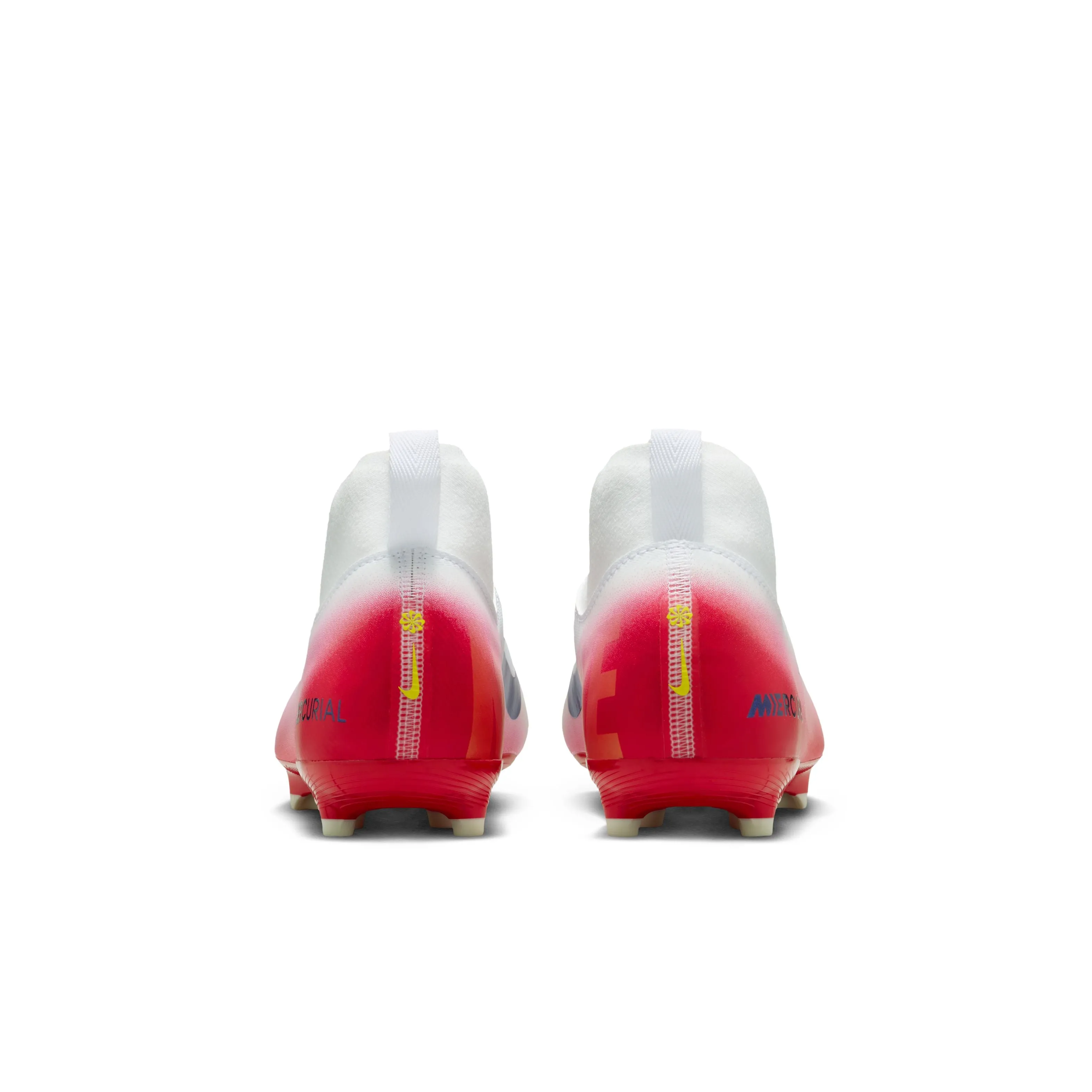 Soccer Cleats With Boost Nike Jr. Zoom Superfly 10 Academy FG/MG White Red Laceless