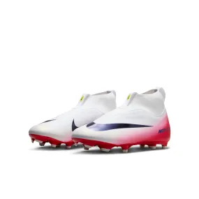Nike Jr. Zoom Superfly 10 Academy FG/MG White Red Laceless Mystery Soccer Cleats