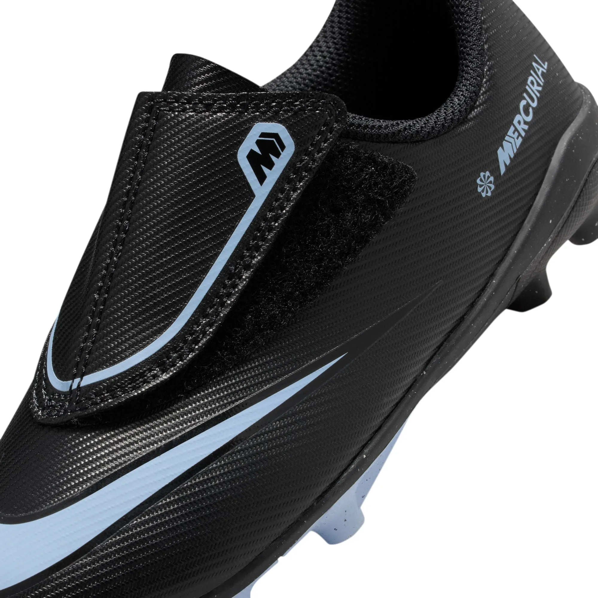 Cleats Soccer Defenders Nike Junior Mercurial Vapor 16 Club MG Multi Ground PS (V) Soccer Shoes- Black/Ice Blue