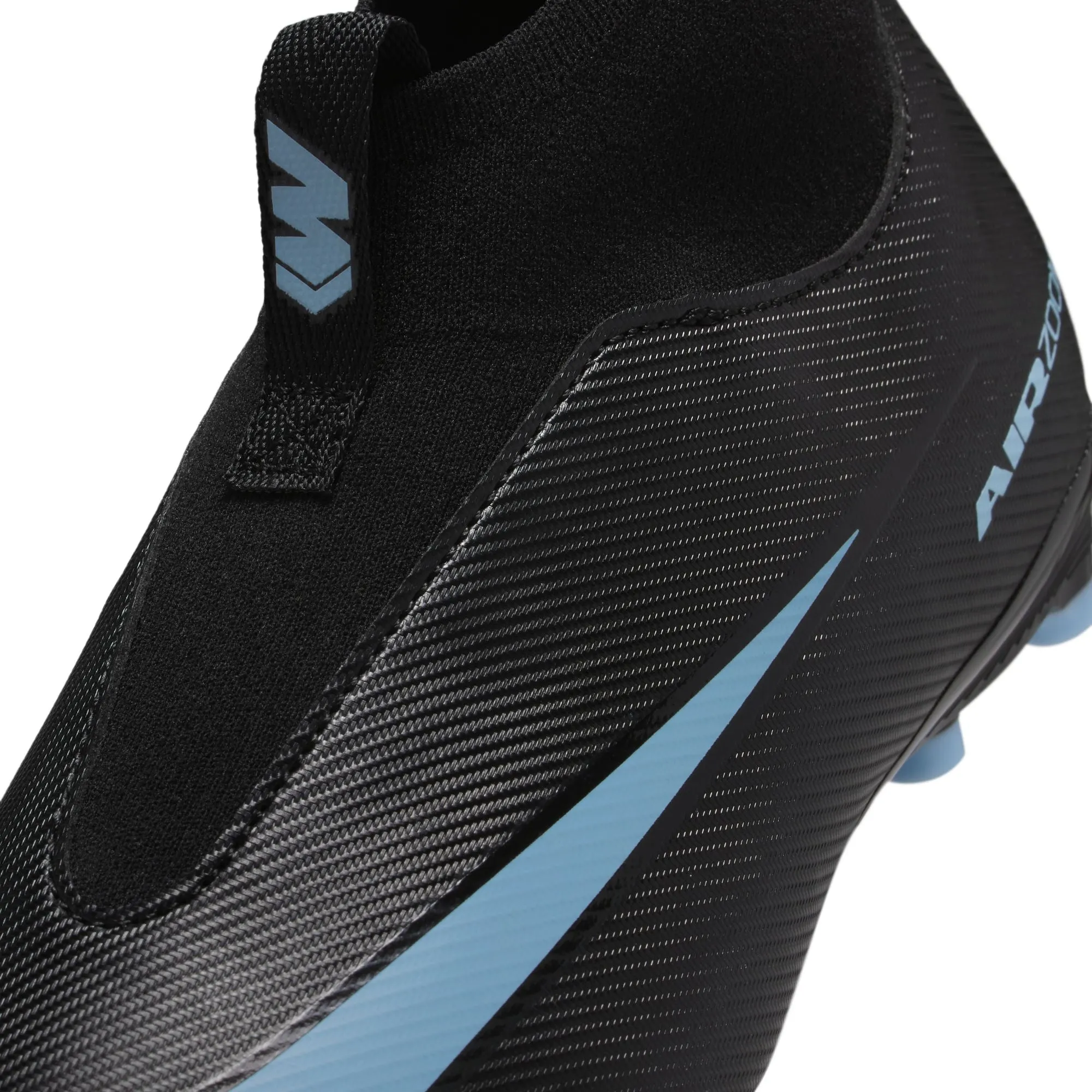 Nike Junior Superfly 10 Academy FG/MG Firm Ground/Multi Ground Soccer Cleats -Black/Ice Blue Semi Pro Cleats Soccer