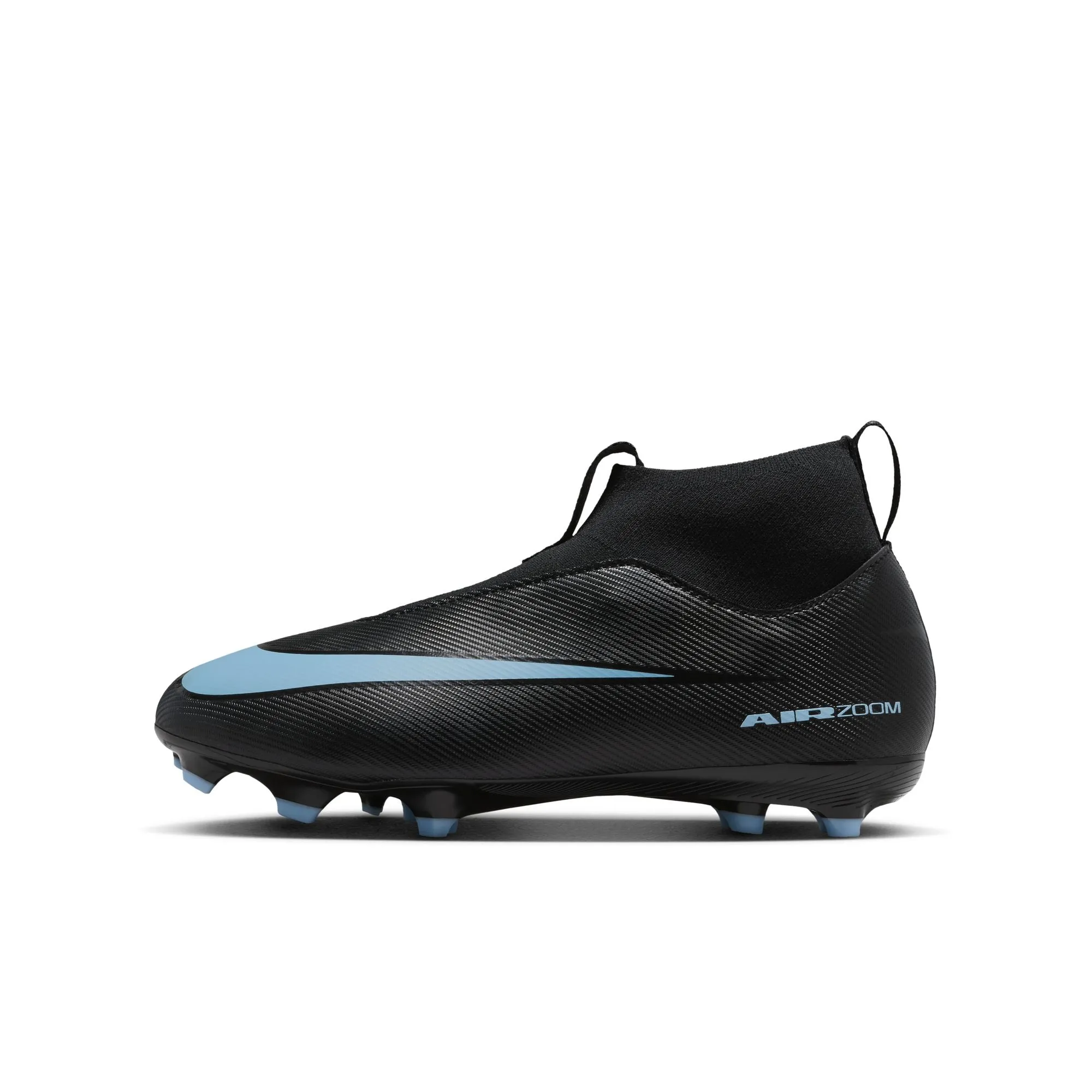 Used Soccer Cleats Nike Junior Superfly 10 Academy FG/MG Firm Ground/Multi Ground Soccer Cleats -Black/Ice Blue