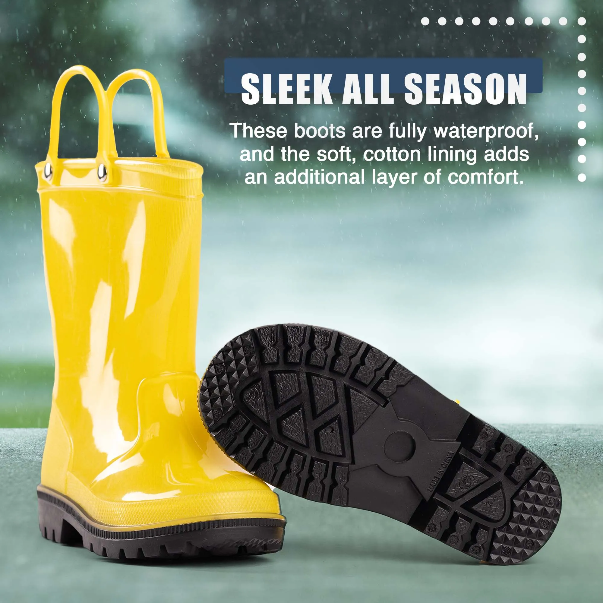 Norty Little Big Kids Boys Girls Waterproof PVC Rain Boots Cute Fall Boots