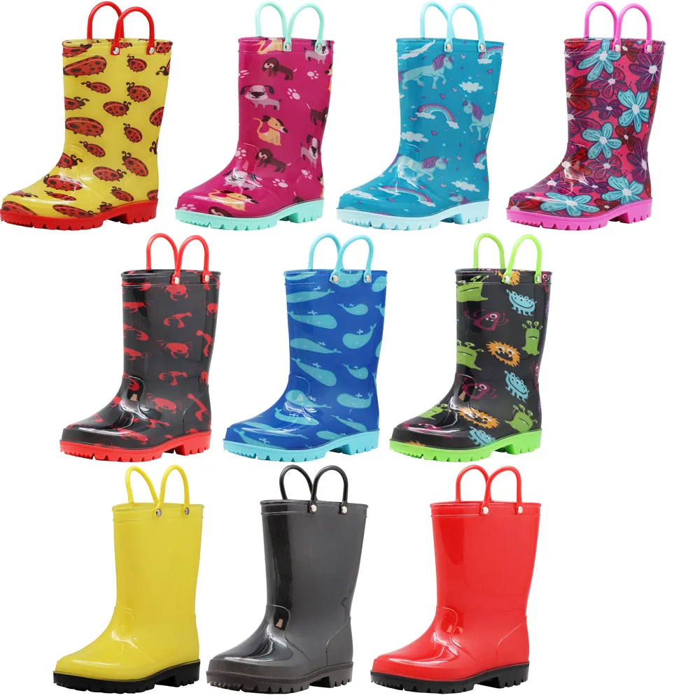 Norty Little Big Kids Boys Girls Waterproof PVC Rain Boots Boots With High Heels