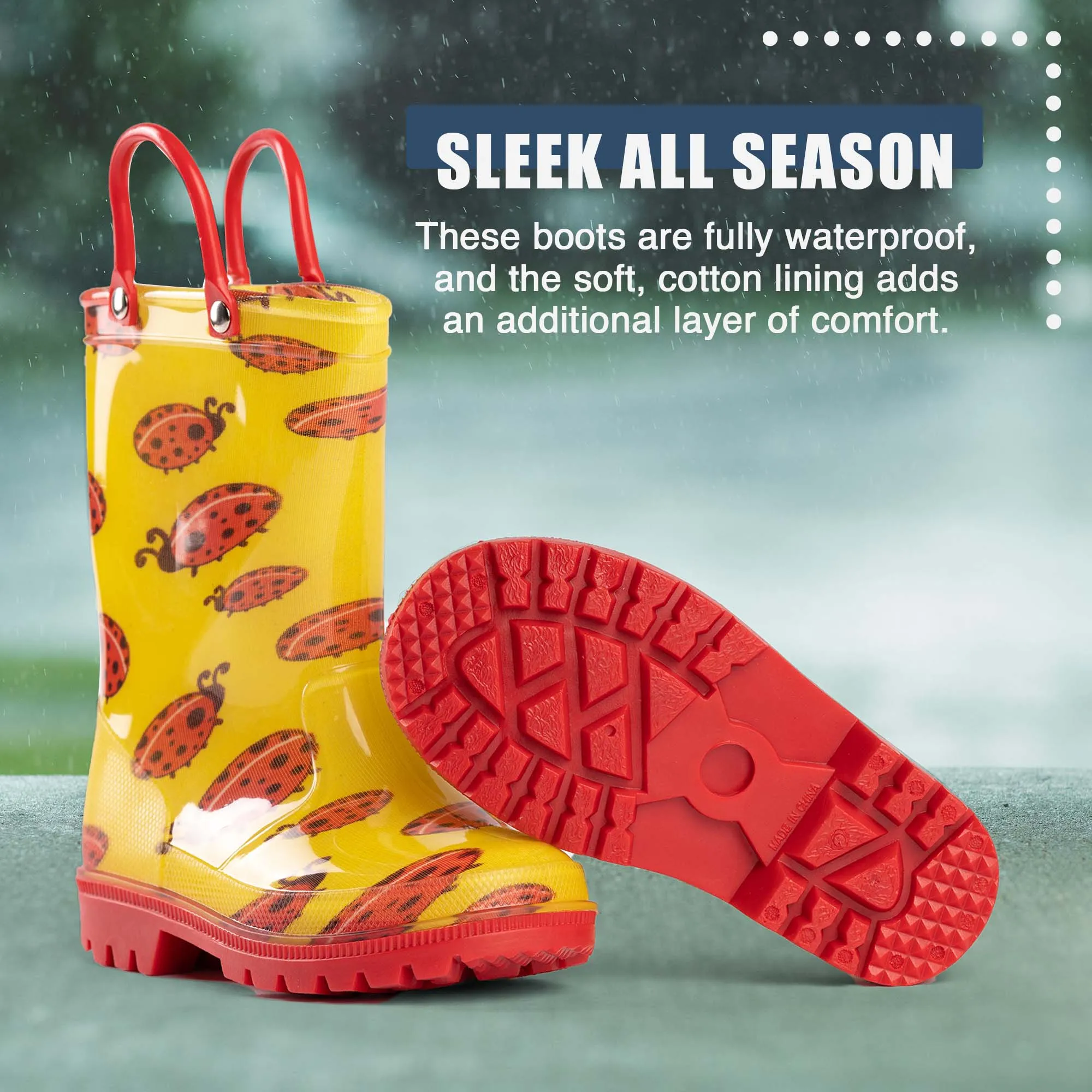 Norty Little Big Kids Boys Girls Waterproof PVC Rain Boots Dirk Boots