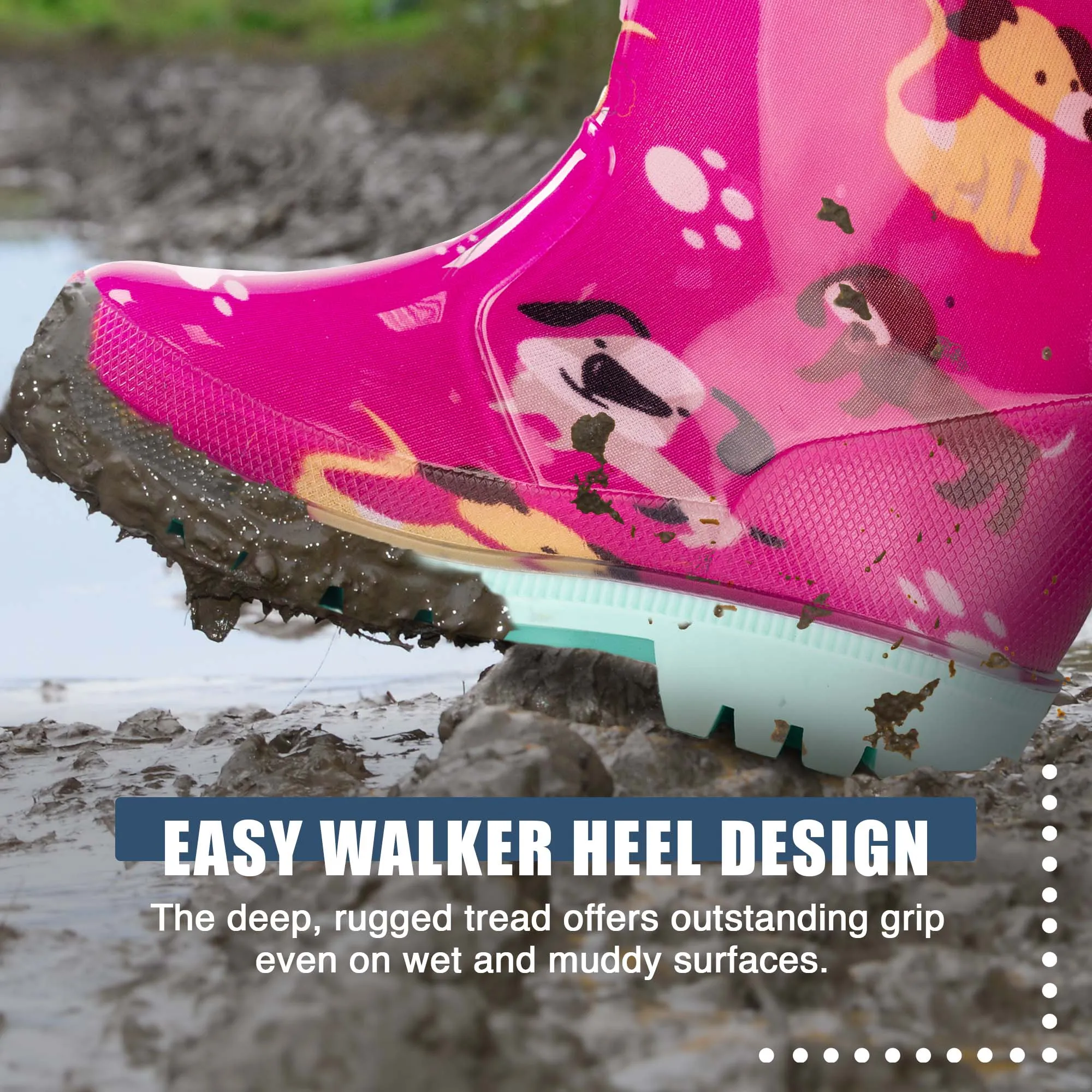 Norty Little Big Kids Boys Girls Waterproof PVC Rain Boots Cawboy Boots