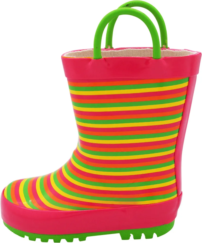 Wide Square Toe Boots Norty New Toddlers / Little / Big Kids Boys Girls Waterproof Rubber Rain Boots