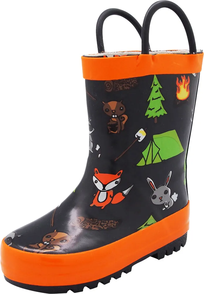 Norty Toddler Waterproof Rubber Rain Boots for Kids Children Boys and Girls Animal Print Cowboy Boots