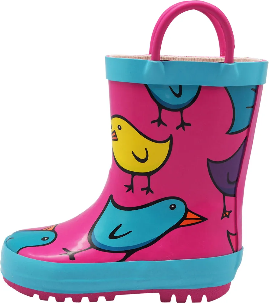 Cuero Boots Norty Toddlers Kids Boys Girls Waterproof Rubber Printed Rain Boots -13 Patterns