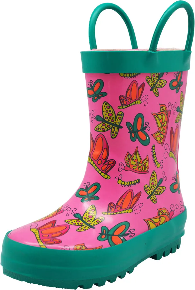 Norty Toddlers Kids Boys Girls Waterproof Rubber Printed Rain Boots -13 Patterns Tall Horse Riding Boots