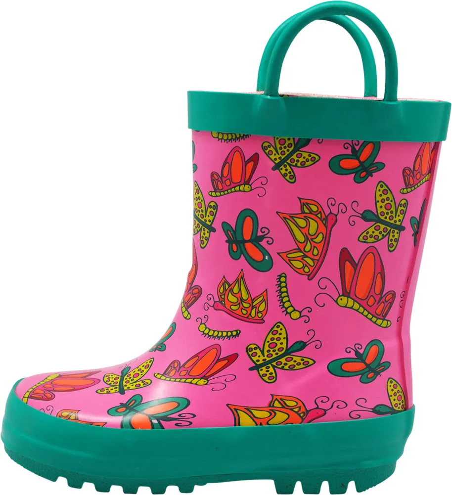 Fur High Heel Boots Norty Toddlers Kids Boys Girls Waterproof Rubber Printed Rain Boots -13 Patterns