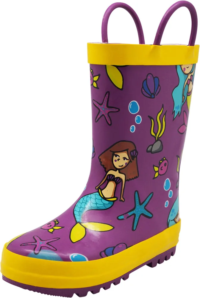 Norty Toddlers Kids Boys Girls Waterproof Rubber Printed Rain Boots -13 Patterns Boots Snakeskin
