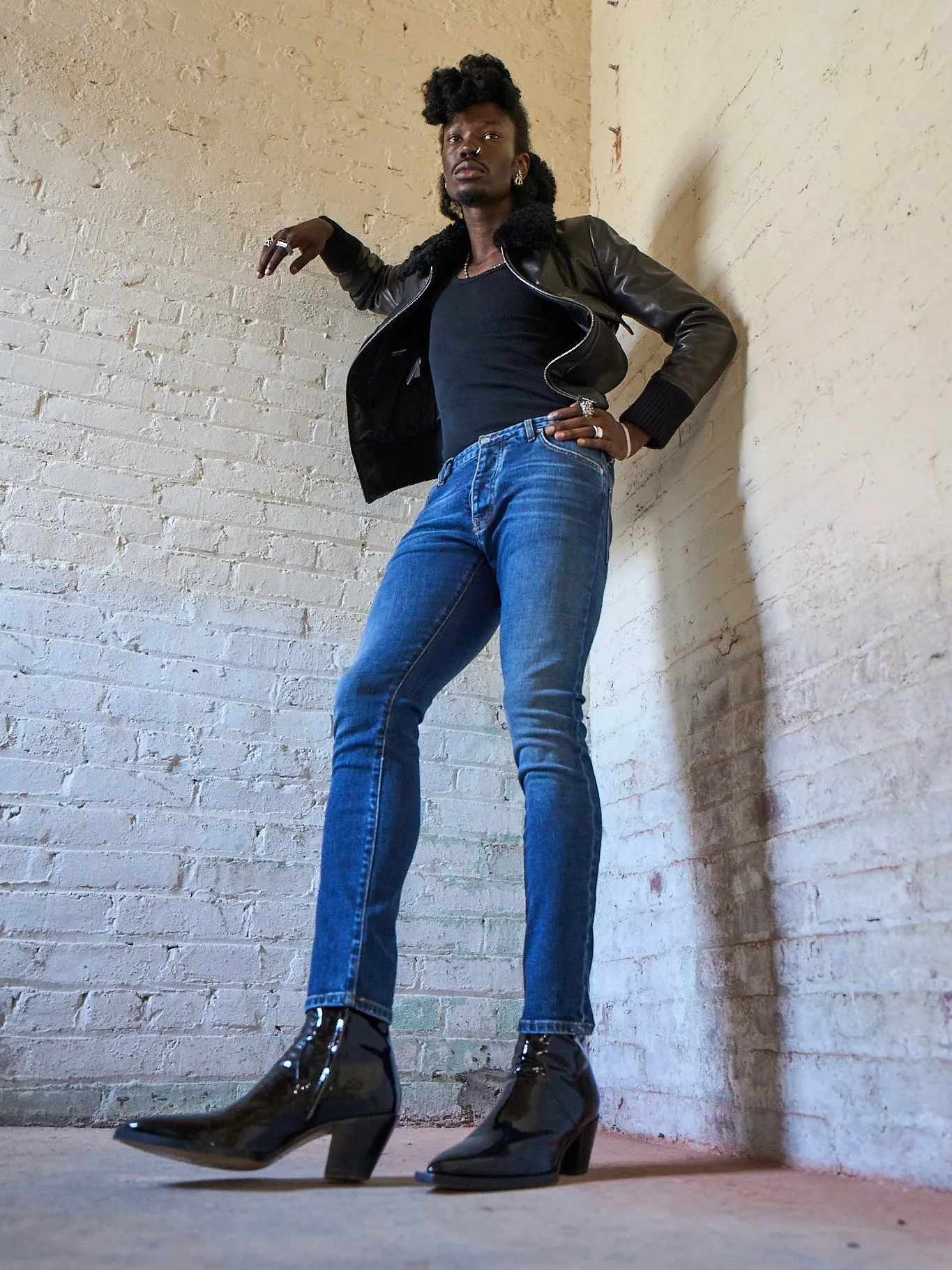 Platform Western Boots NOVA 60MM ANKLE BOOT IN BLACK PATENT