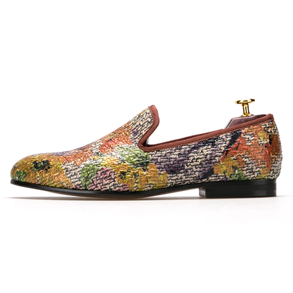 OneDrop Handmade Dress Shoes Painting Graffiti Mix Colors Men Wedding Party Prom Loafers Hardy Loafers