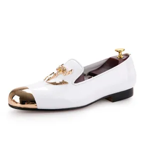 OneDrop Handmade Metal Toe Skull Buckle Men Dress Shoes Patent Leather Party Wedding Prom Loafers Loafers Style