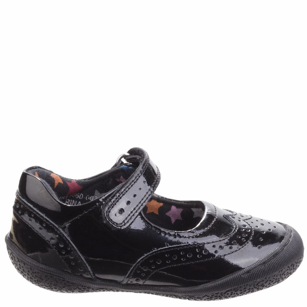 Hush Puppies Rina Patent Infant School Shoes Shock Resistance