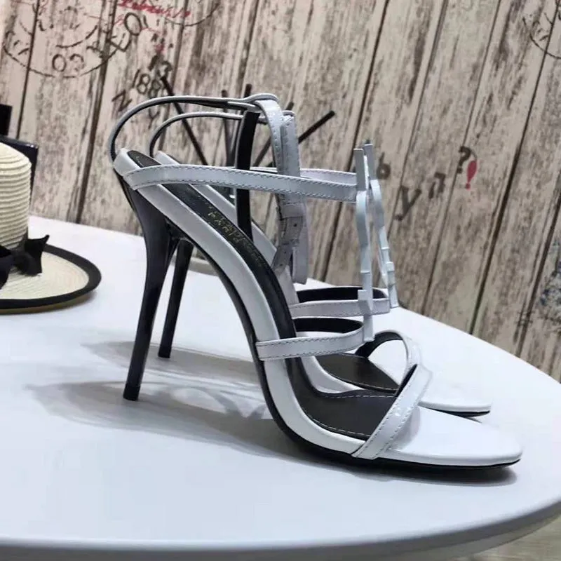 Closed Toe Slides OYS7 Slippers 10.5CM High heels women size 35-41 leather shoes