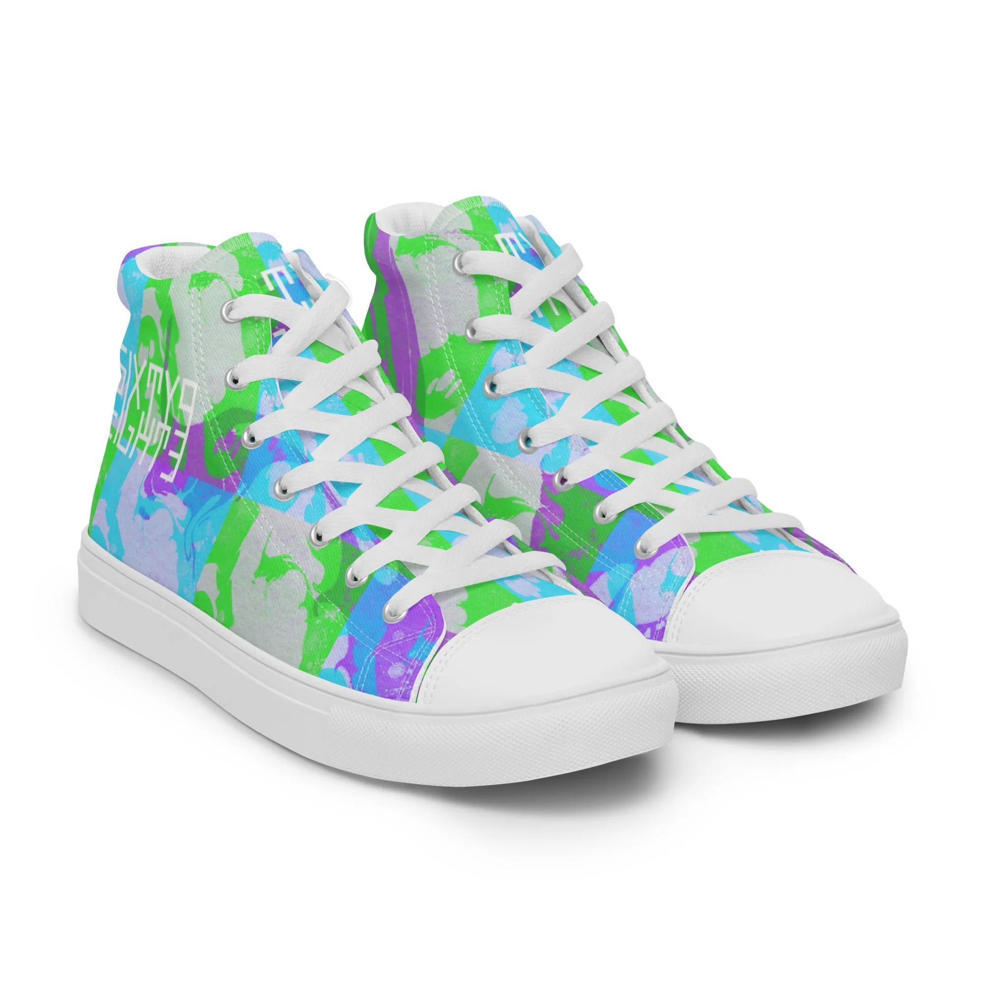 Sixty Eight 93 Logo White Marble #3 Women's High Top Shoes Heel Bondage