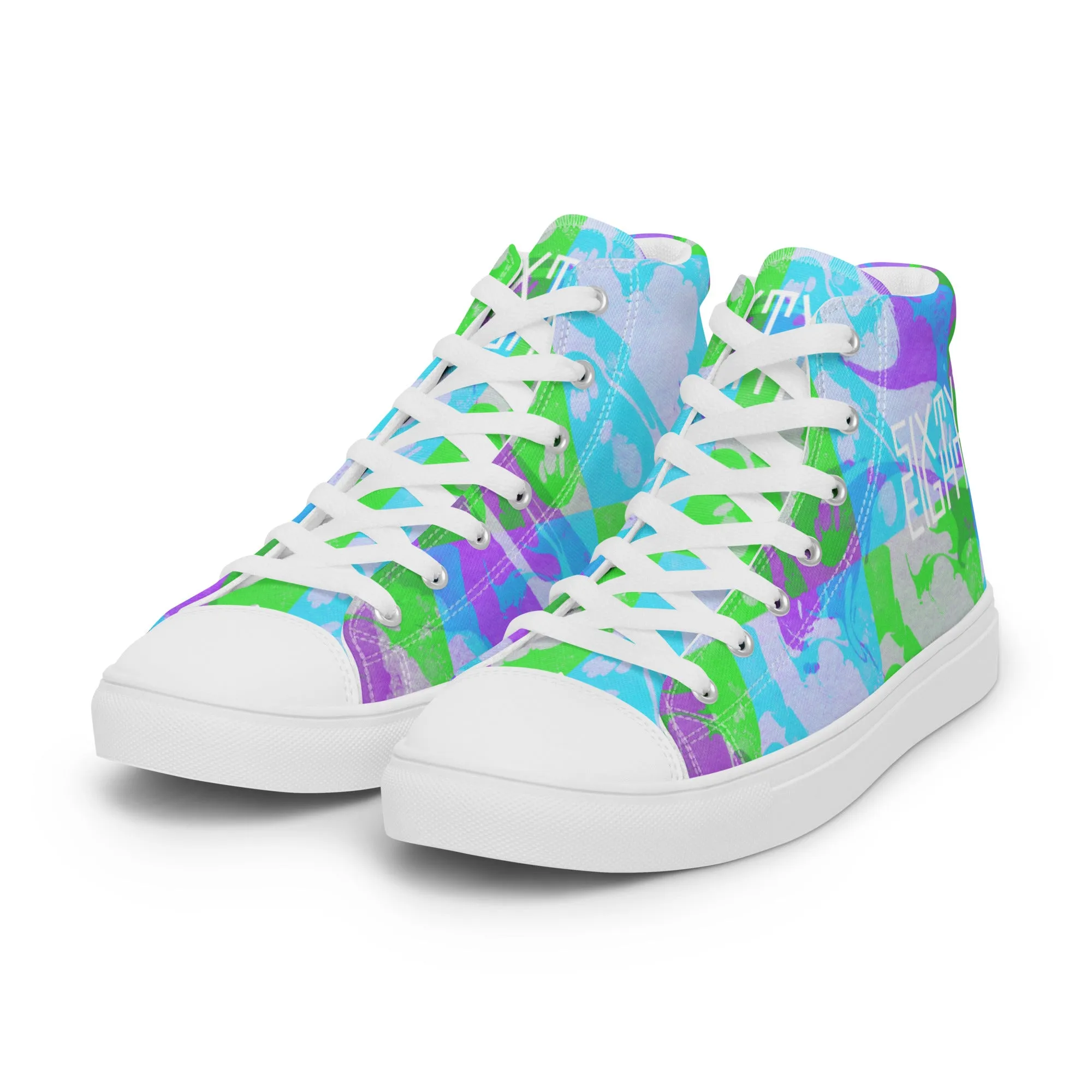 High Heeled Babes Sixty Eight 93 Logo White Marble #3 Women's High Top Shoes